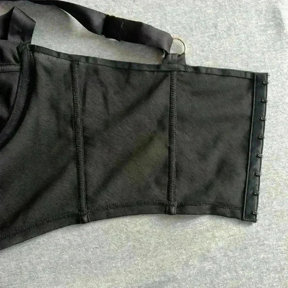 Oh Polly Black Mesh Sheer Corset Bra Crop Top in Size 8 - Picture 10 of 12